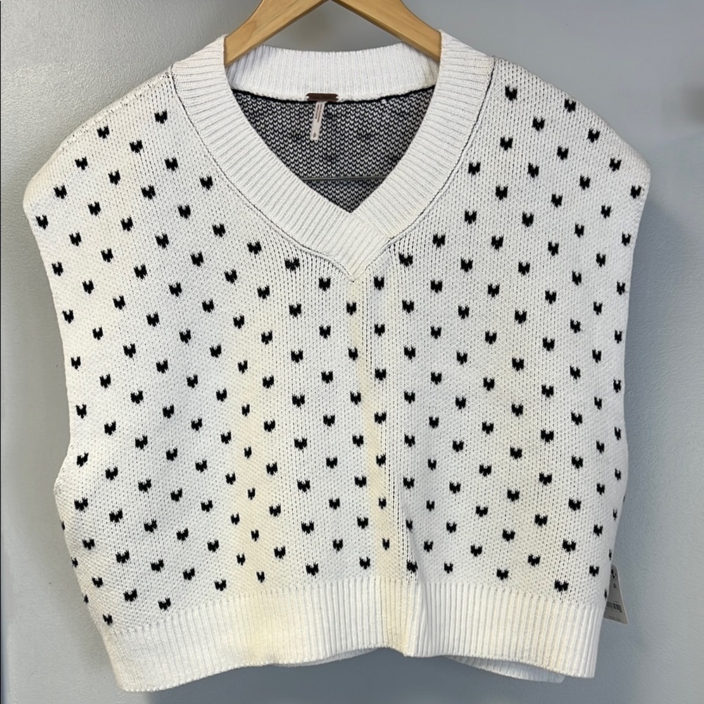Y2K  Preppy V-Neck Twee Sweater Black/White Sz Sm